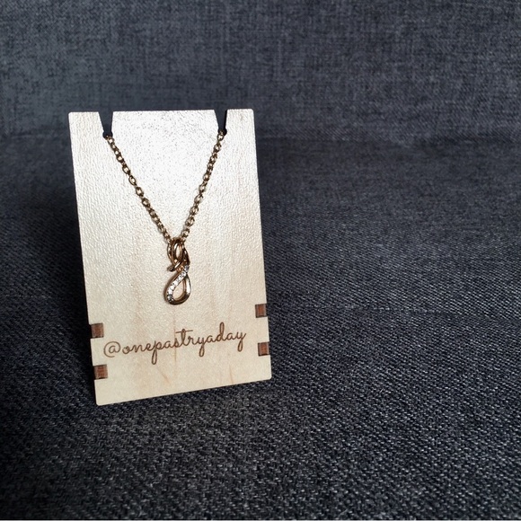 Infinity Sign Rhinestone Pendant Fashion Necklace, Gold, 18 inches - Picture 6 of 16